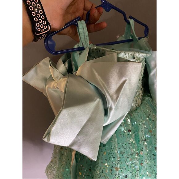 Pseadujcn Mint Teal Sequin Satin Bows Pageant Dress Formal Dress NWT 4 - Picture 12 of 12